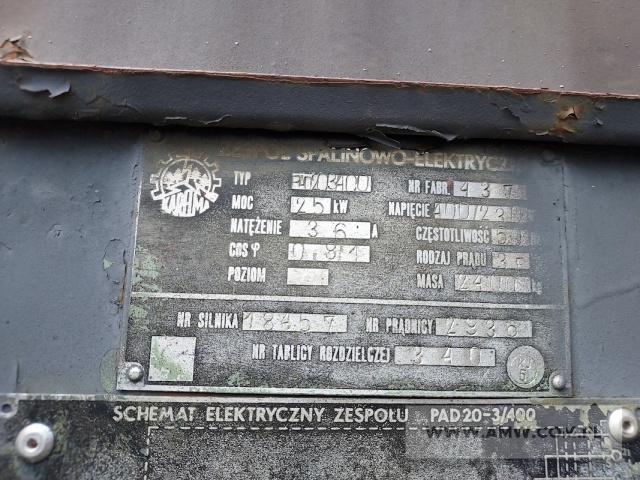 Zespół spalinowo-elektryczny PAD-20-3/400/P1 (20 kW, 380 V, 50 Hz) na przyczepie 1-os. (ładowność 1,5 t) 