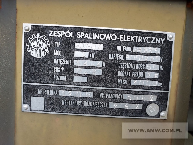 Zespół spalinowo-elektryczny PAD-8-3/400/P1 (8 kW, 380 V, 50 Hz) na przyczepie 1-os. (ładowność 0,8 t) 