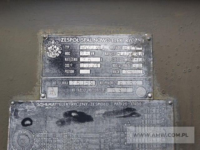 Zespół spalinowo-elektryczny PAD-20-3/400/P1 (20 kW, 380 V, 50 Hz) na przyczepie 1-os. (ładowność 1,5 t) 