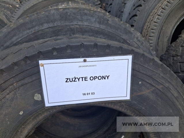 Zużyte opony (opony nienadające się do dalszego użytkowania i bieżnikowania z pojazdów osobowych i ciężarowych) /kod odpadu 16 01 03/ 