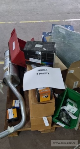 Części zamienne do samochodów SKODA - pakiet zawierający 48 poz. asort. (wg oddzielnego wykazu), w tym m.in.: rozrządy kpl., amortyzatory, filtry paliwa i powietrza, piasty koła z łożyskiem, tłumiki, tuleje wahacza, koła zamachowe, sprzęgła kpl. itp. 