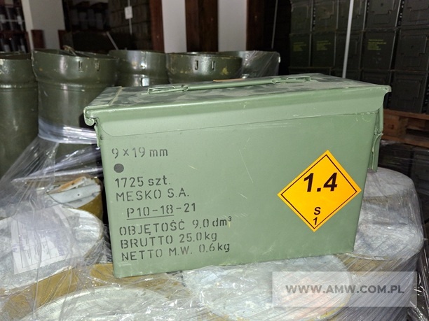 Pudełko M2A1 na amunicję (metalowe 307x185x155 mm) - pakiet zawierający 2.500 szt. 
