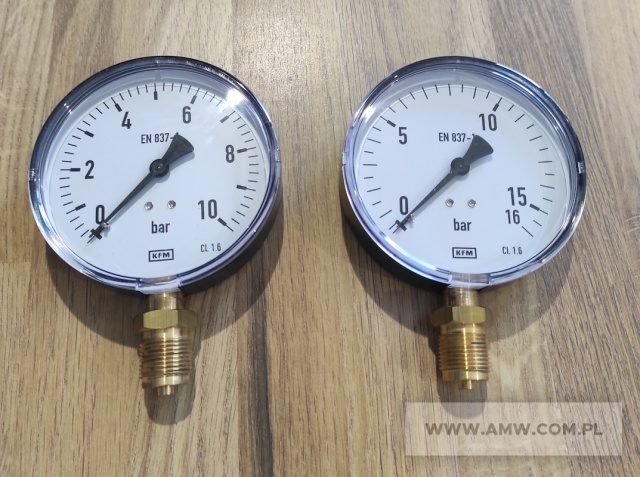 Manometry - pakiet zawierający 8 poz. asort. (wg oddzielnego wykazu), w tym m.in.: manometr M-100 0,4 MPa - 10 szt. itp. 