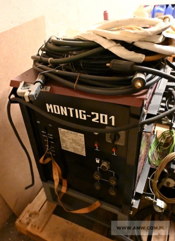Sprzęt spawalniczy - pakiet zawierający 5 poz. asort (wg oddzielnego wykazu), w tym m.in: urządzenie do spawania w osłonie argonu MONTIG, kabel spawalniczy 25 mm2 z uchwytem, przystawka regulacji prądu UR-1 itp. 